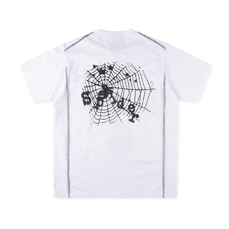 Sp5der Contrast Stitch Slub Tee