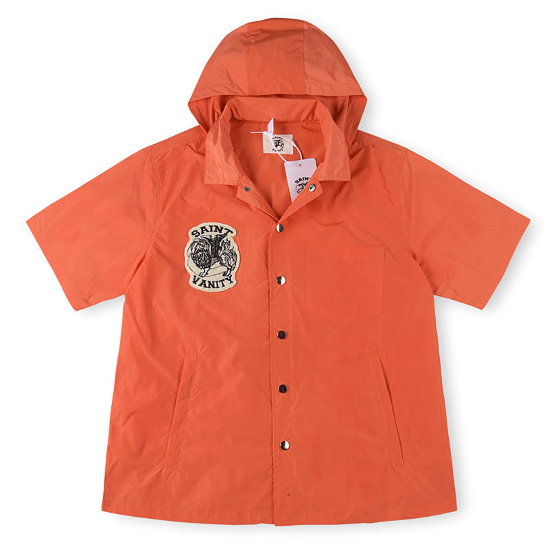 SAINT VANITY Embroidered Sporty Zipper Short-sleeved Jacket “Orange”