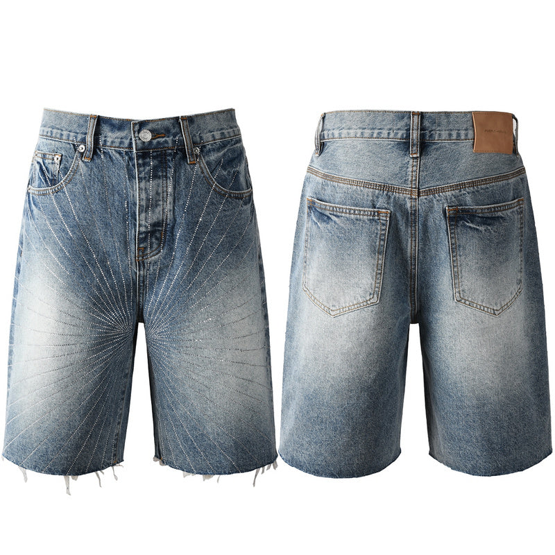 Purple Brand Crystal Diamond Denim Shorts #5100