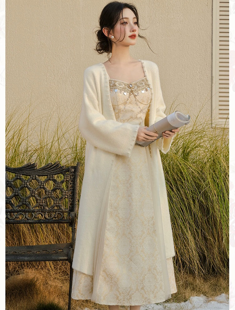 Adriata Pearl Chain Baroque Royalcore Dress