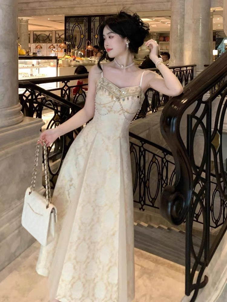 Adriata Pearl Chain Baroque Royalcore Dress