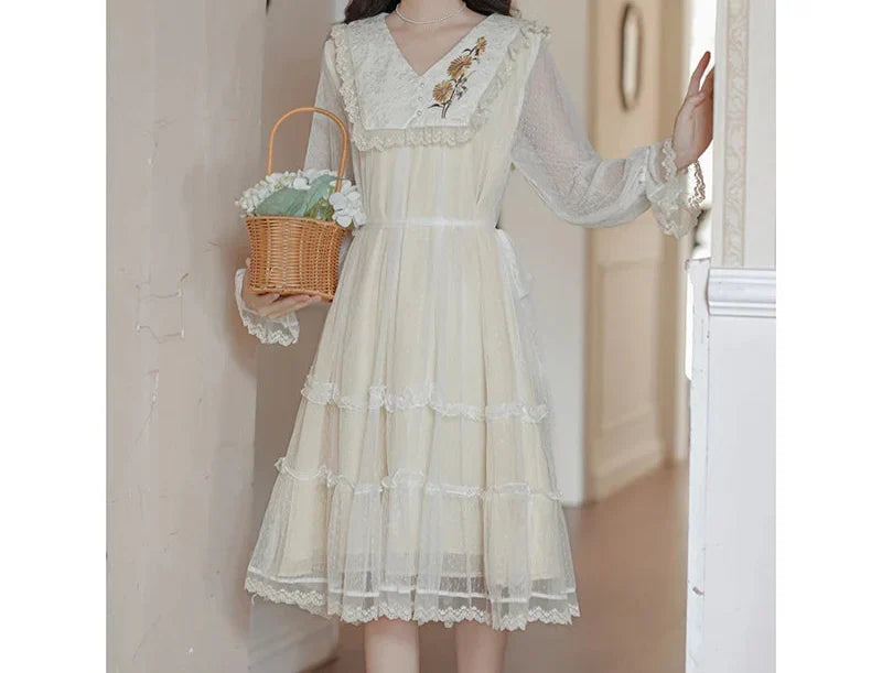 Vintage Spirit Lace Cottagecore Dress
