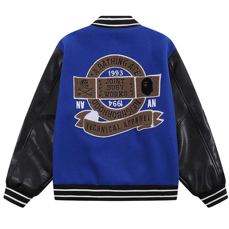 BAPE Leather Long Sleeve Baseball Jacket